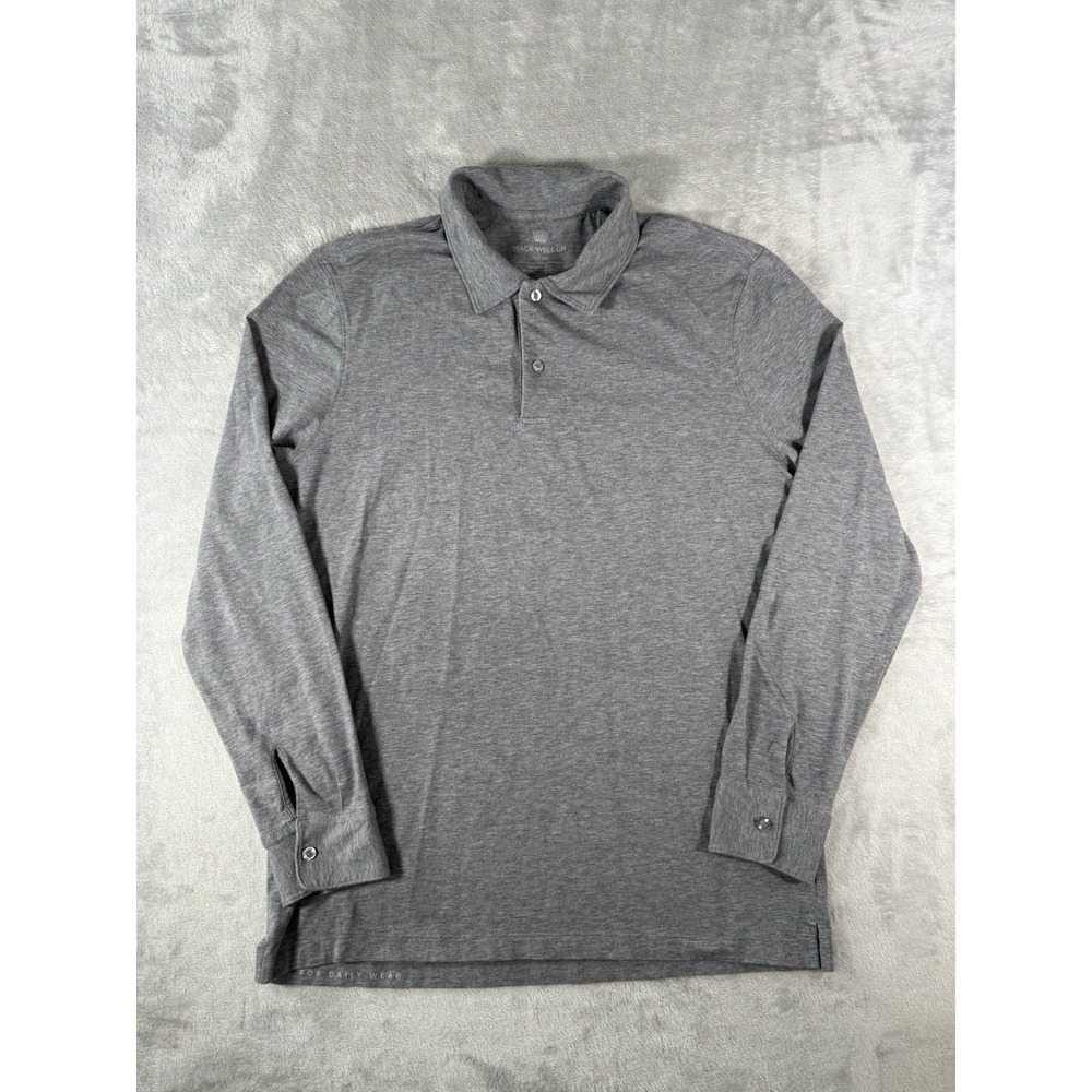 Mack Weldon Shirt Men's Medium Grey Supima Cotton Long Sleeve Polo